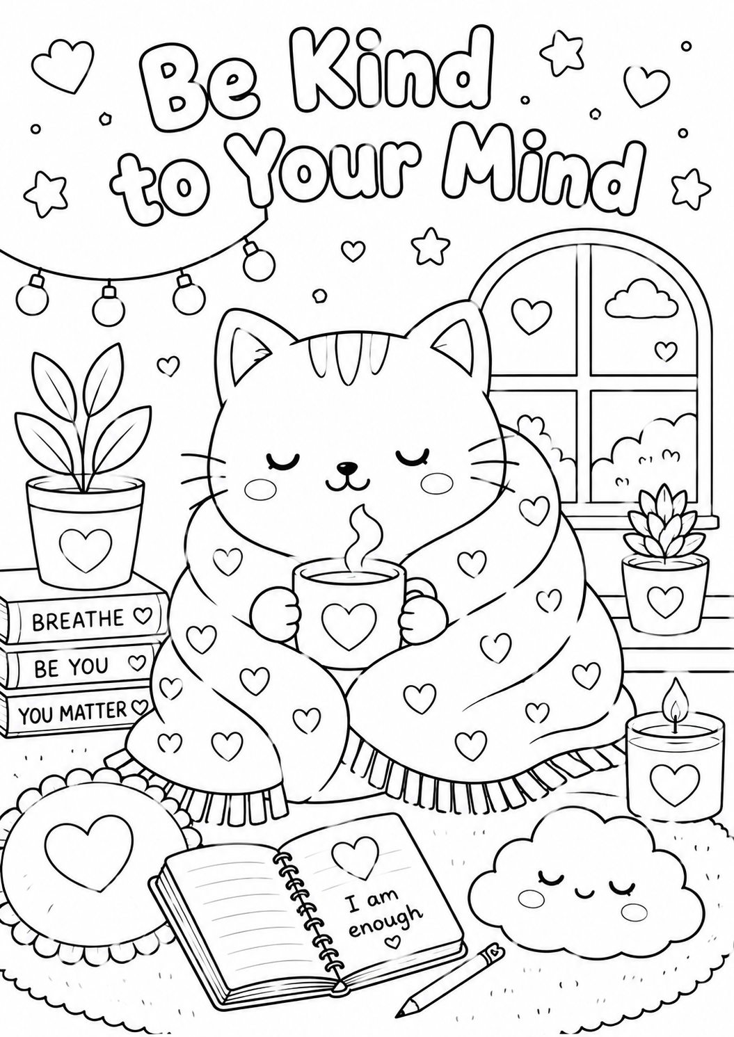 Be Kind to Your Mind — Colouring Page