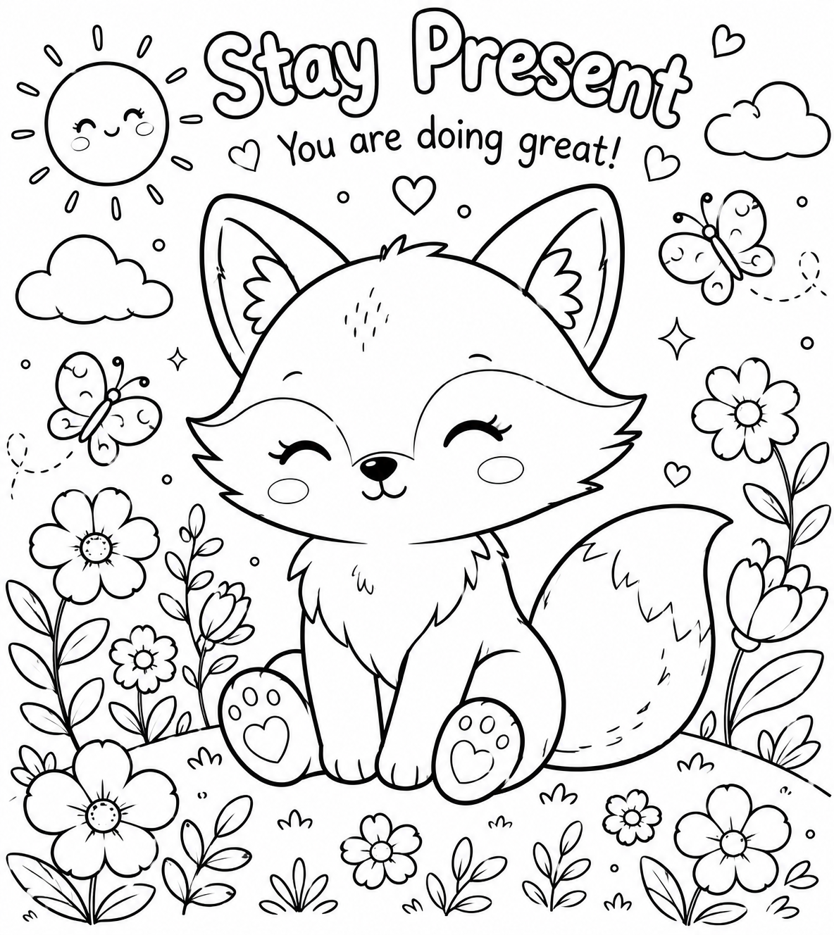 Stay Present — Colouring Page